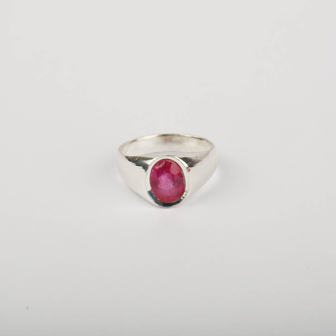Classic Ruby Silver Ring