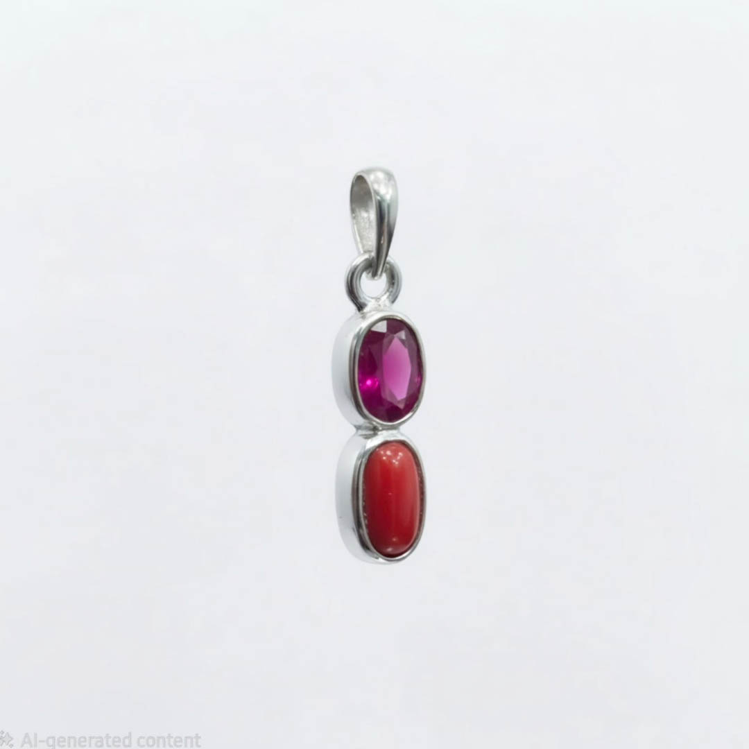 Ruby Coral Pendant (Silver)