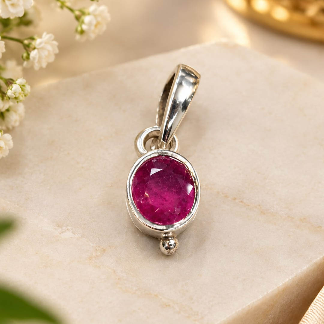 Ruby Silver Pendant